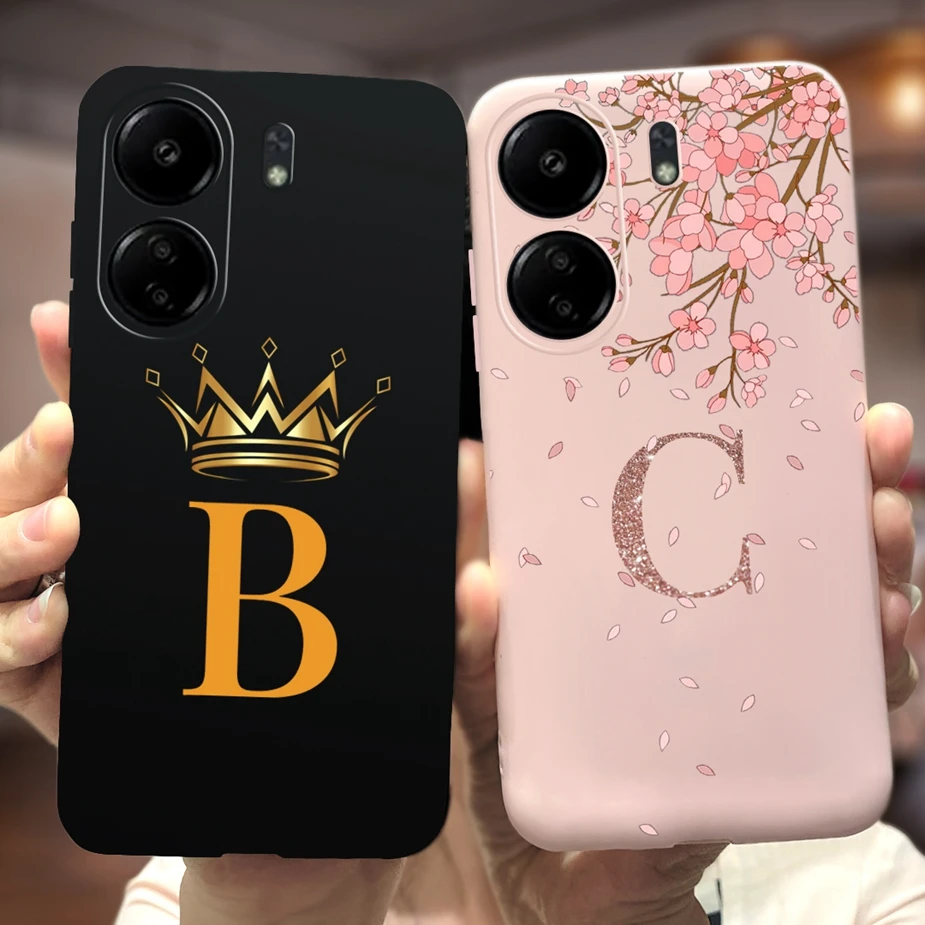 For Xiaomi Poco C65 Case Cute Crown Letters Back Cover Soft Silicone Phone Case For Xiaomi Poco C65 PocoC65 Fundas 6.74'' Bumper