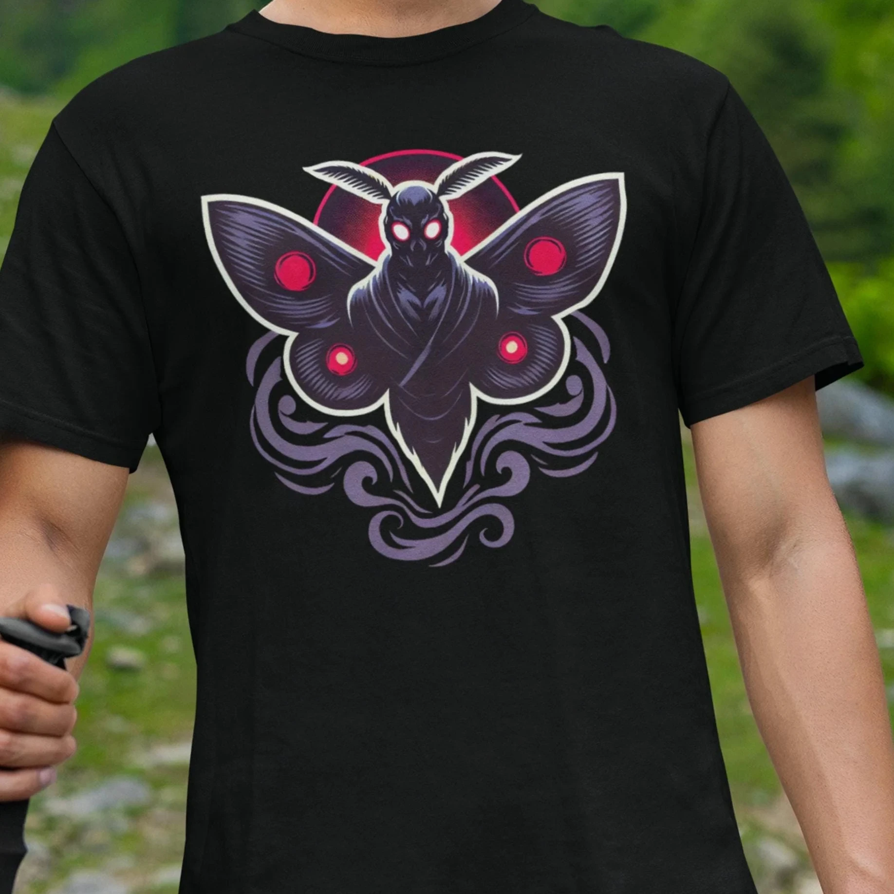 

Mothman Cryptid T-Shirt Mystical Moth Graphic Tee Unisex Paranormal Shirt Halloween Outfit Supernatural Lover Gift for Him