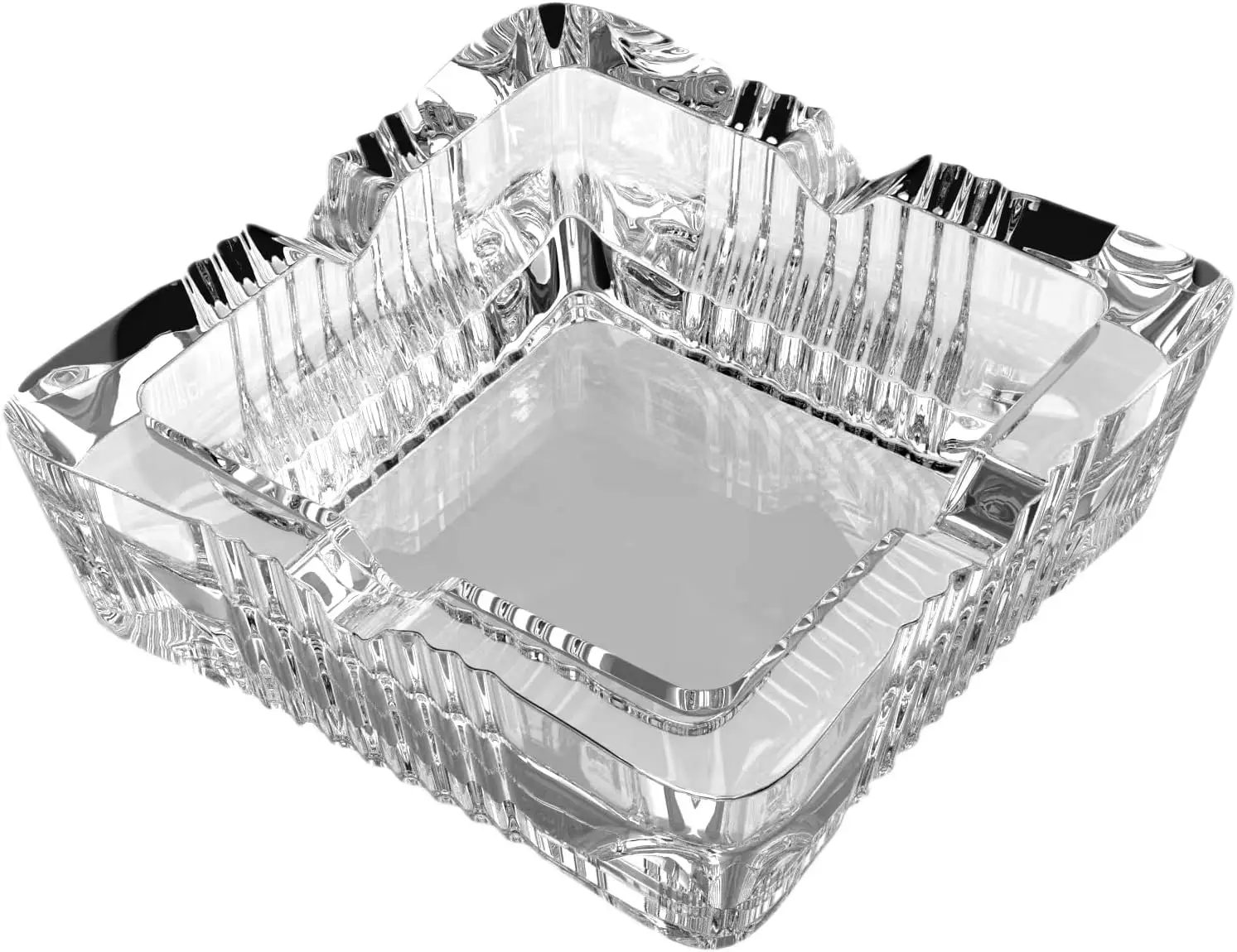 

Large Square Crystal Glass Ashtray with Classic Design for Home and Outdoor Use (4.1 Inch)
