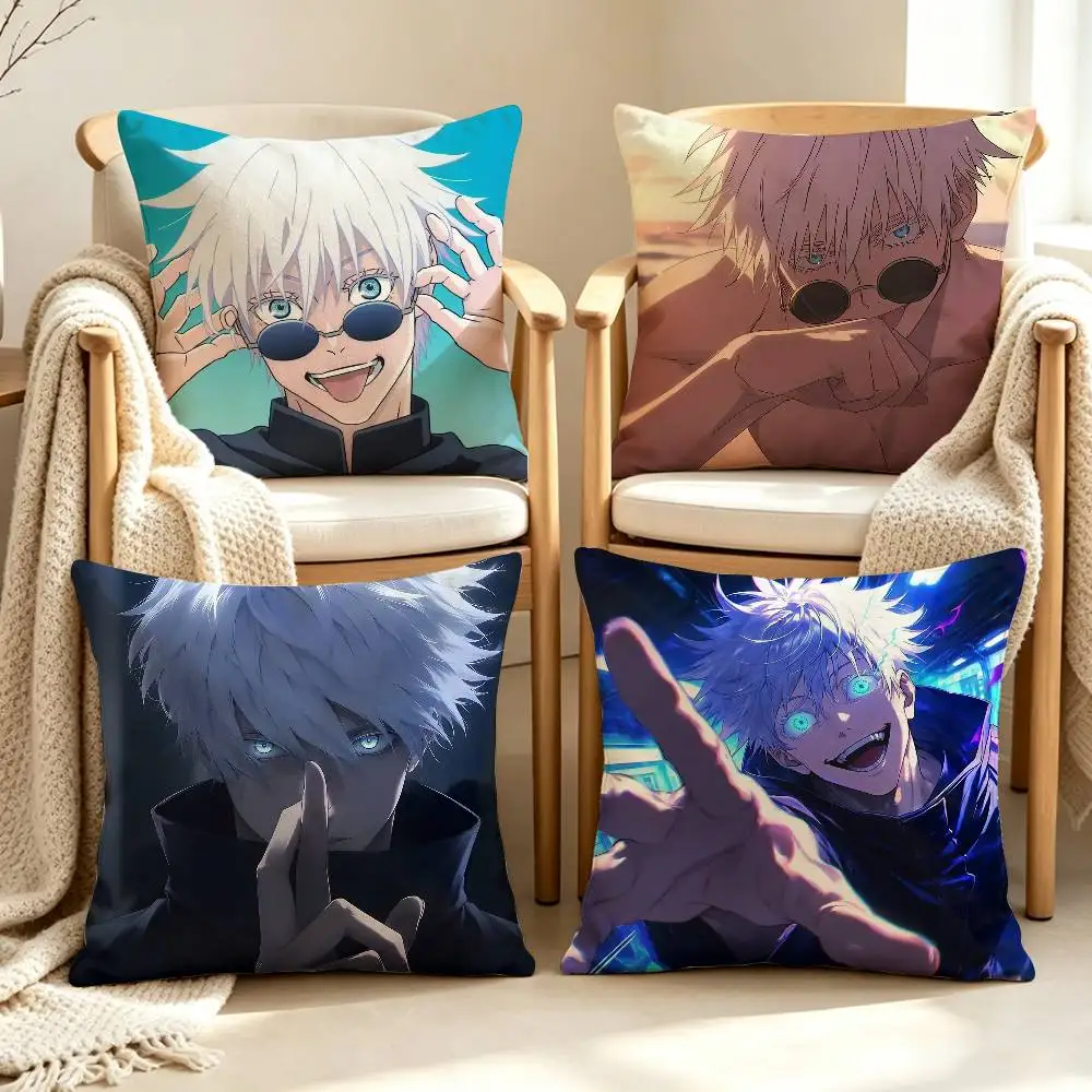 S-Satoru G-Gojo J-Jujutsu K-Kaisen Customizable Square Cushion Cover Double Sided Print Pillow Case