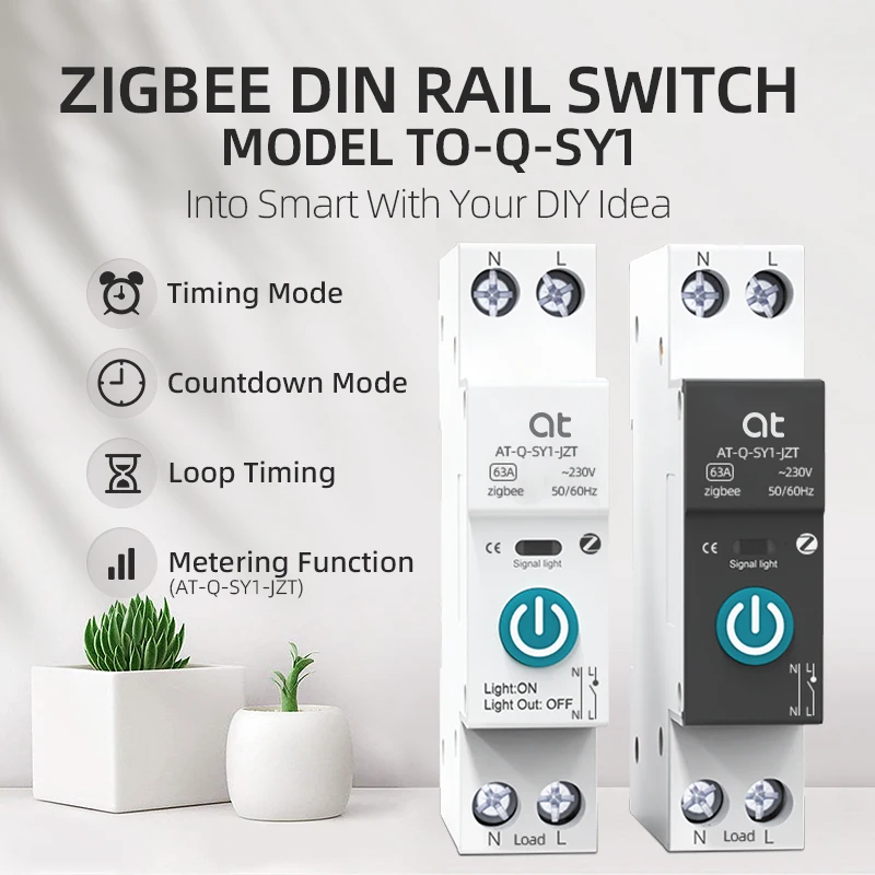 TUYA ZigBee مع قاطع الدائرة الذكية 1P 63A DIN السكك الحديدية للمنزل الذكي مفتاح التحكم عن بعد اللاسلكي بواسطة Smart Life API #5