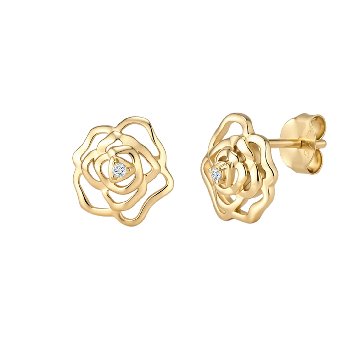 Fresh Forest System Hollow Rose Pure Silver Earrings Women's Original Design Minimalist Luxury Personality Hoops