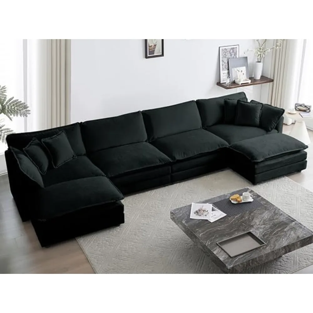 146“ Oversized Modular Sectional Sofa Cloud Couch for Living Room, Modern Chenille Large U Shaped Couch, Comfy Deep Seat Couch