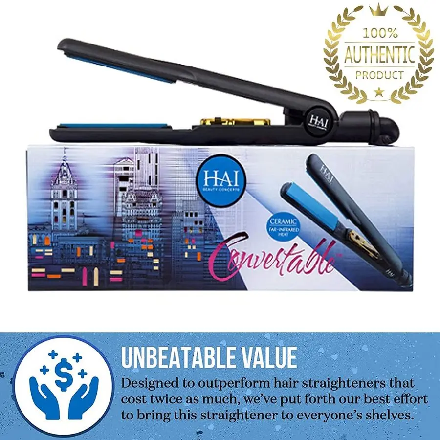 

Convertible Ceramic Hair Straightener for Women Professional Fast Heating Flat Iron with 5 Temperature Levels for All Hair Types