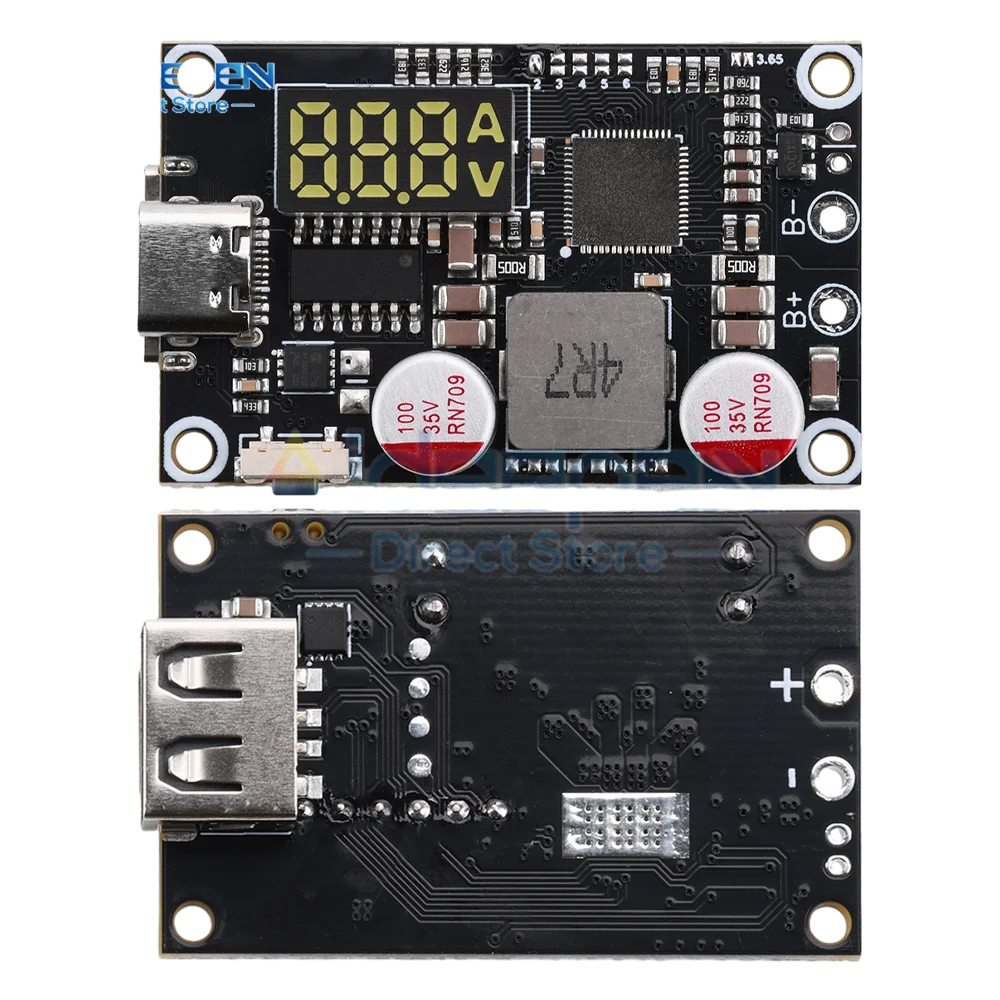 LED Display 45W 2-6S BMS Lithium Battery Fast Charge Module Type-C USB Boost Buck Supports PD/PPS/FCP/QC/SCP Fast Charger 5V 9V