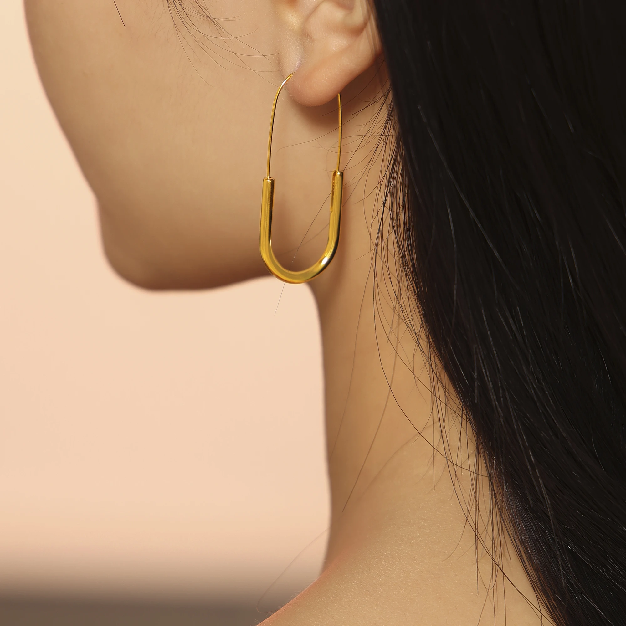 316L Stainless Steel Pin Shape Earrings For Women No Tarnish 18k Gold Plated Minimalist Women\'s Hoop Earring Girls Cute Ear Ring