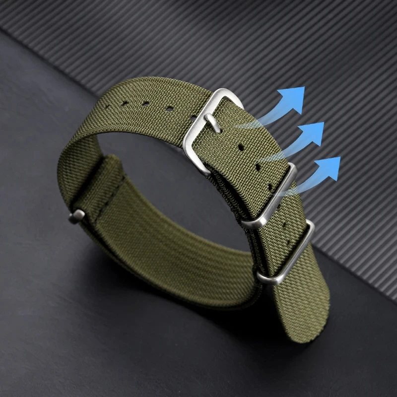 New Ribbed Nylon Watch Strap 18mm 20mm 22mm Nylon Watch Straps Watchband Accessories for Military Watch Band Bracelets