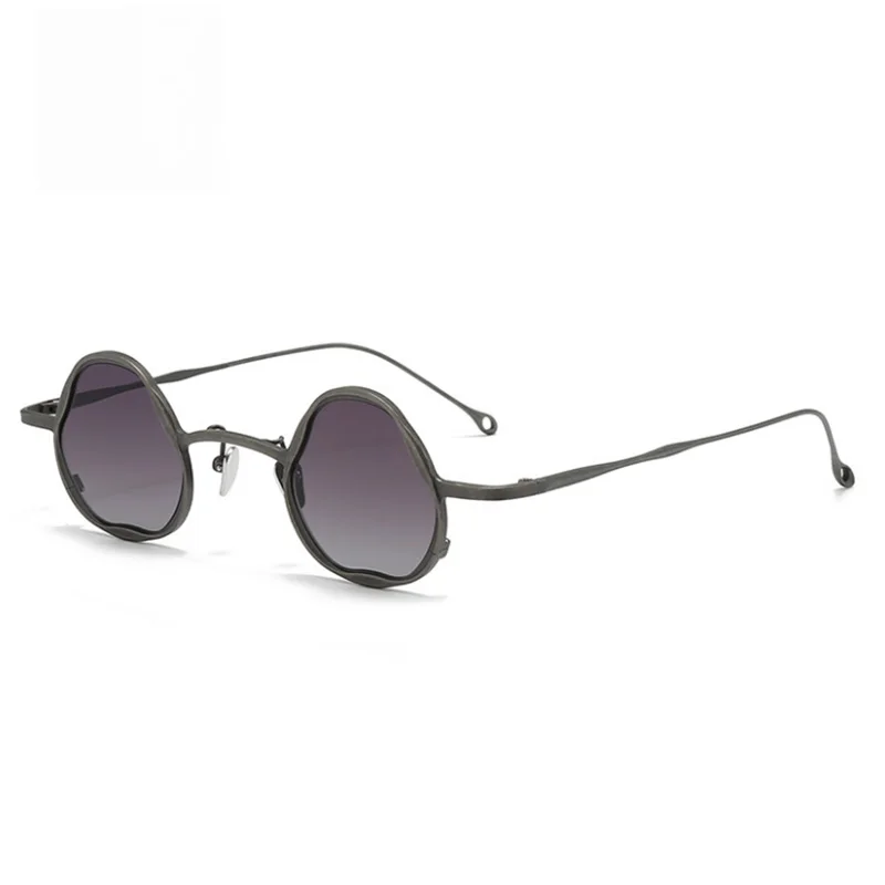 Titanium Irregular Shape Men Women Vintage Retro Sunglass Lens UV400 Protection RG1080TI With Case