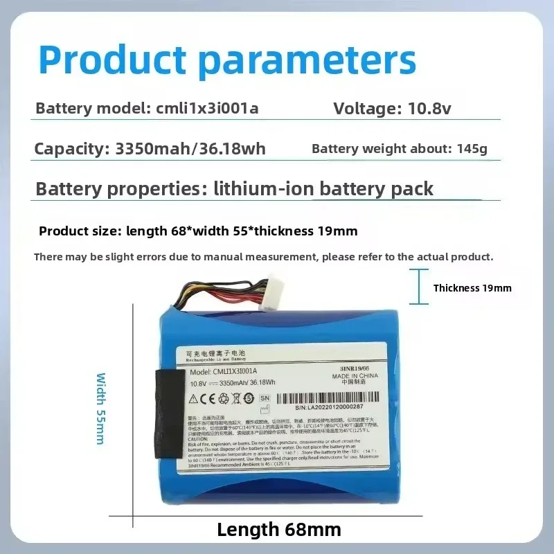 CMLI1X3I001A 3350mAh 10.8V 36.18Wh Li-ion Rechargeable Replacement Battery for COMEN Synhas Patient Monitor Medical Equipment