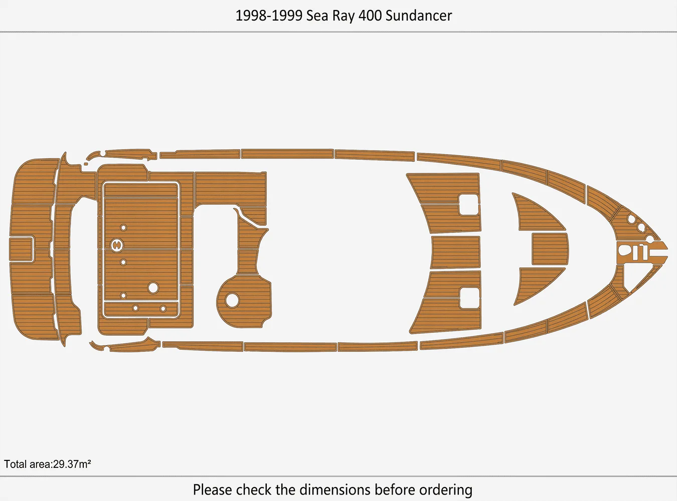 Anti-Skid EVA Faux Teak Self-Adhesive 6mm Boat Decking Pad for 1998-1999 Sea Ray 400  Sundancer Cockpit Durable Marine Flooring