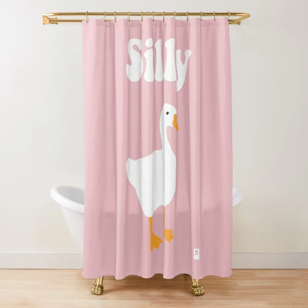 

Занавеска для душа Silly Goose в розовом стиле, водонепроницаемая занавеска для ванной комнаты в стиле аниме, водонепроницаемая занавеска для душа с защитой от плесени для ванной комнаты