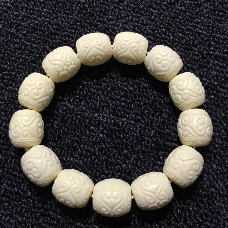 

DIYIvory Nut Xiangyun Carving Barrel Bead Bracelet1.5*1.6cmCoconut Wood Bodhi Seeds Beads Car Hanging Decorations