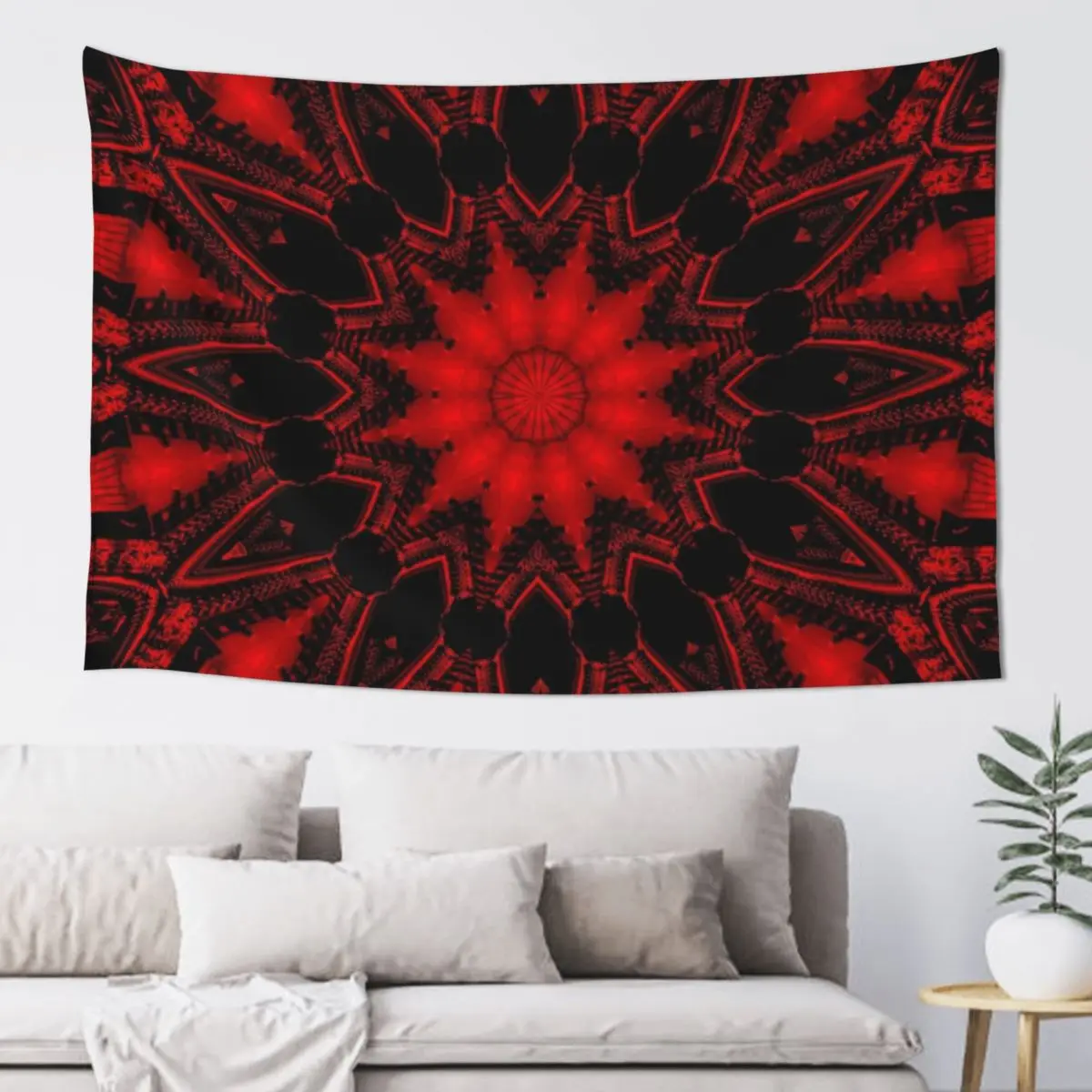 

red mandala Tapestry Room Decorations Aesthetics Custom For Bedroom Tapestry