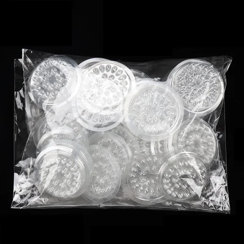 Soporte de pegamento pegatina extensión de pestañas caliente 100 Uds paleta adhesiva desechable para herramientas de maquillaje de pestañas pestañas de flores de plástico