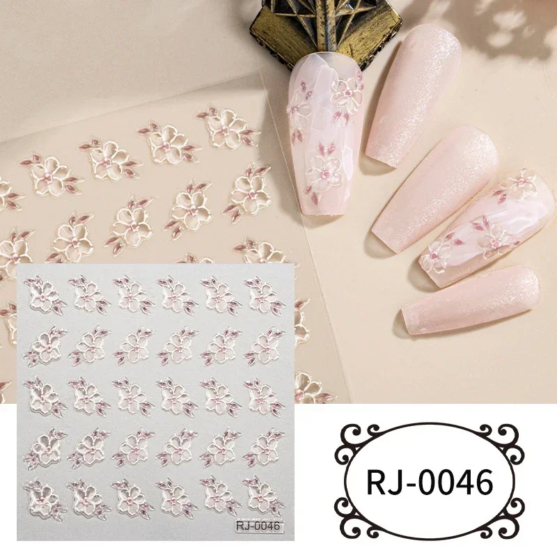 Valentine's Day Nail Art Stickers 5D Soft Embossed Flower Love Heart Pattern Adhesive Sliders Women DIY Graffiti Nail Decals