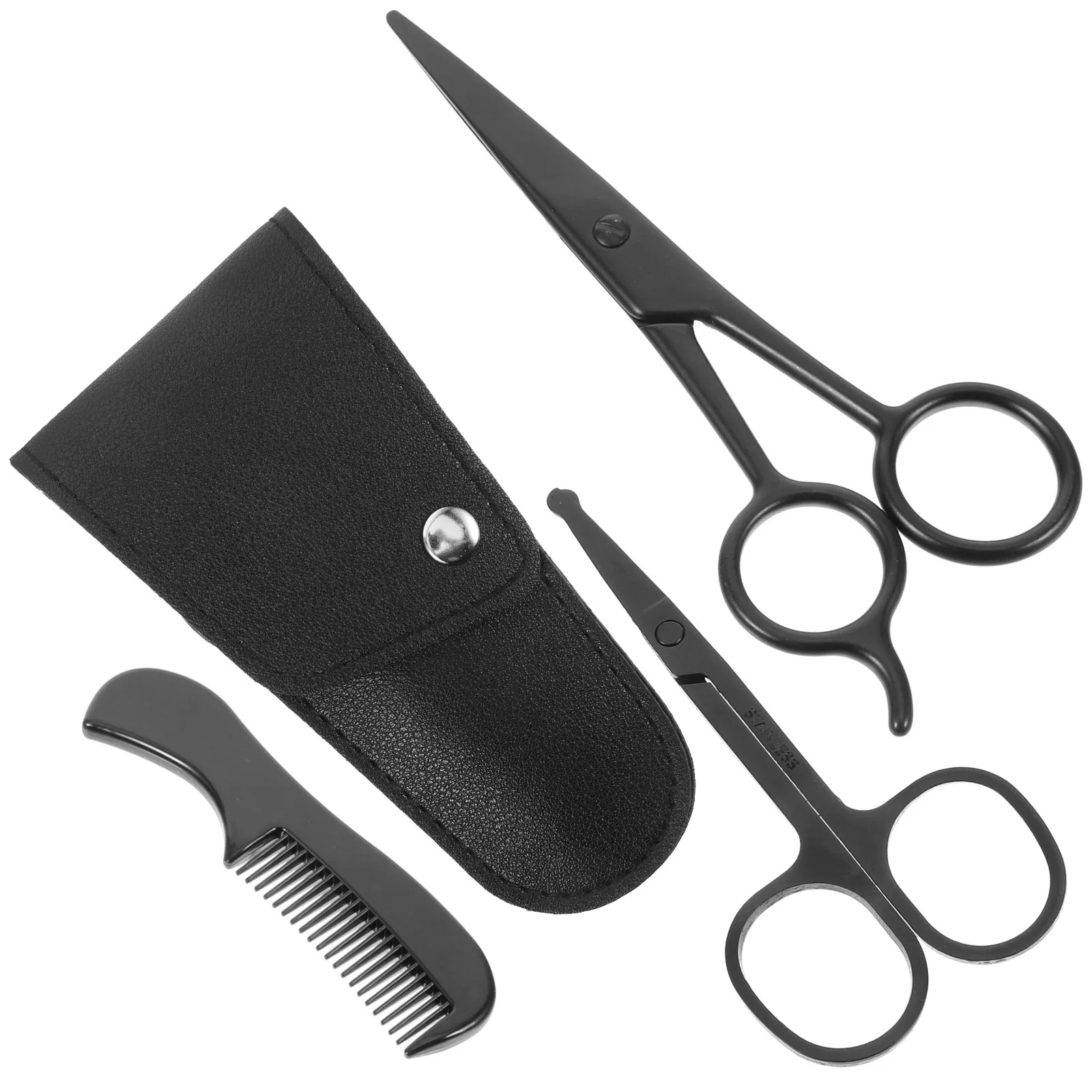 

Набор для ухода за бородой: ножницы для стрижки усов из нержавеющей стали, расческа, чехол для хранения, для мужчин, для парикмахерских, дома, самостоятельного использования, для улицы