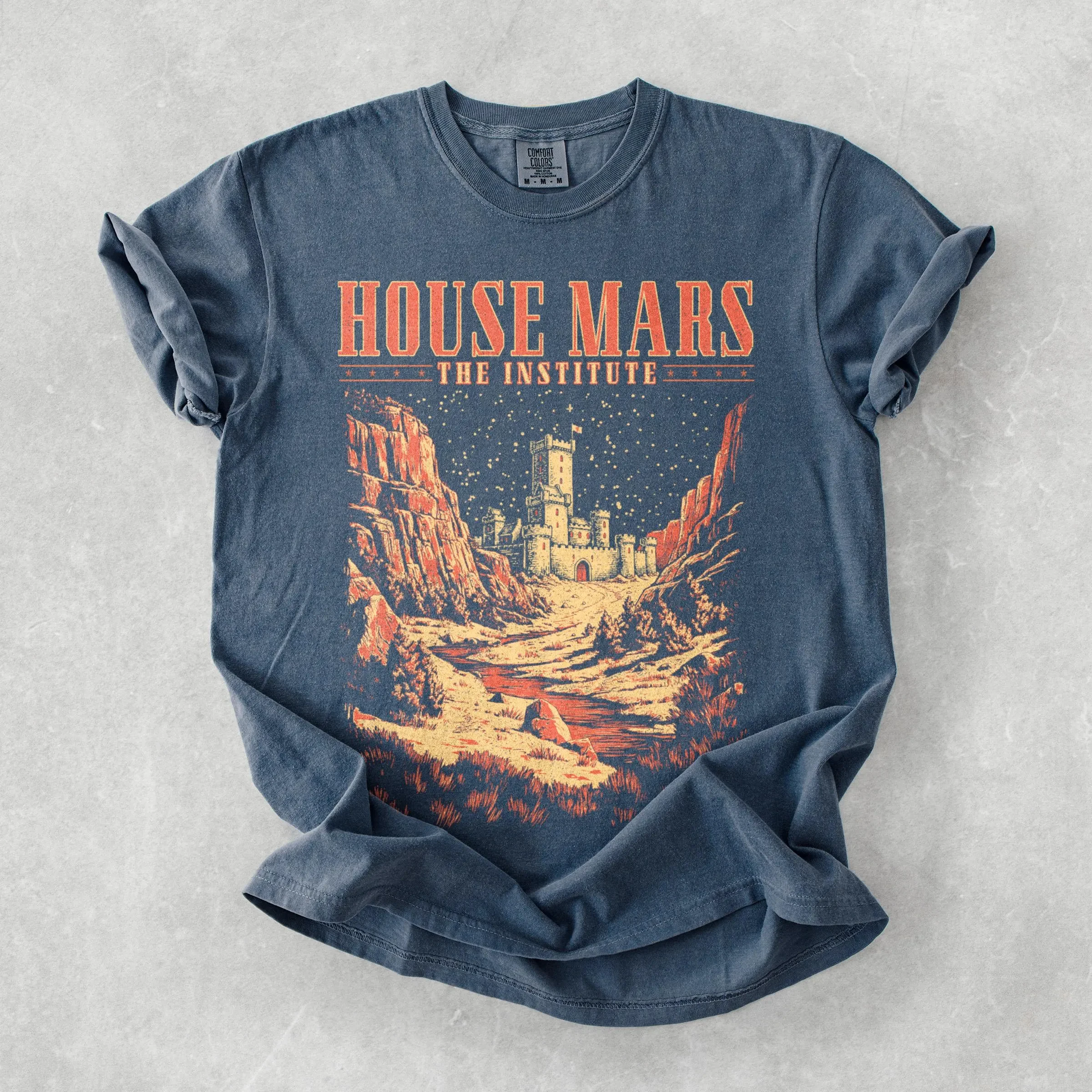 Red Rising House Mars Book Fandom Graphic T Shirt Vintage Castle Print Oversized Cotton Unisex Casual Short Sleeve Streetwear
