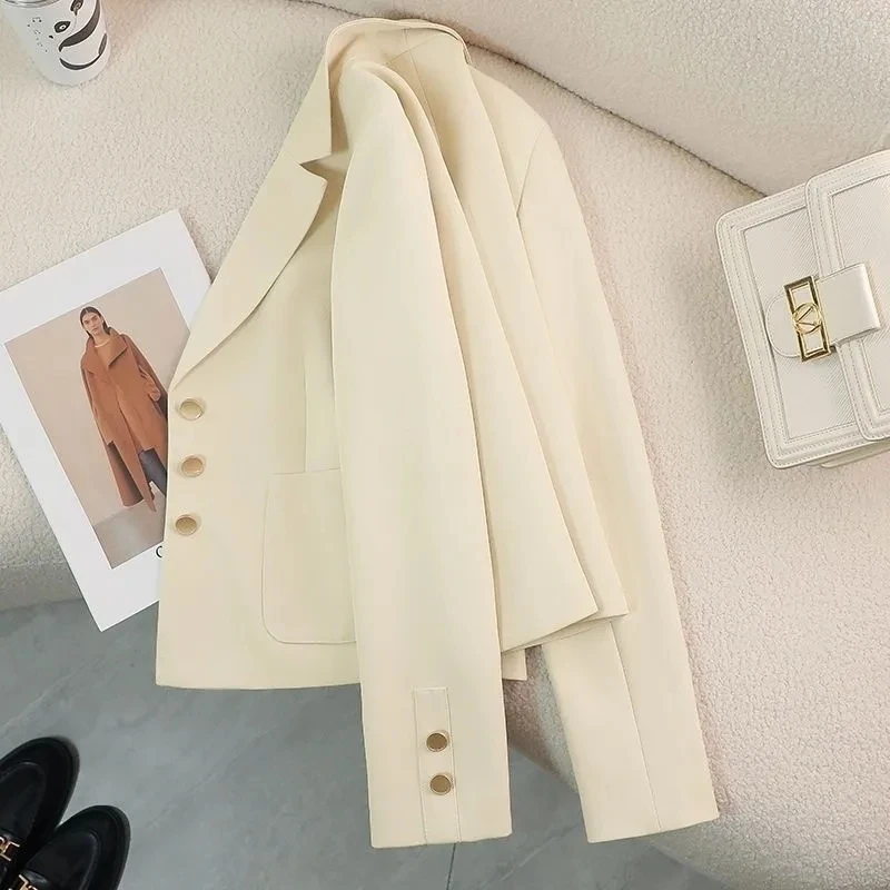 Black Office Suit Jacket 2026 Spring Autumn new fashion slim temperament short coat for women's casual wear Coffee beige