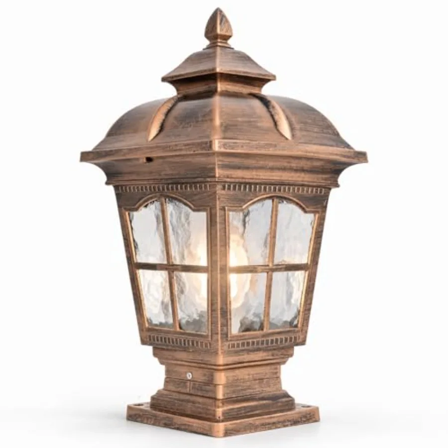 Outdoor Post Light for Posts, Pillars and Columns, Pre-Assembled Pier Mount Lantern, Die-Cast Aluminum with Tempered Glass, IP6