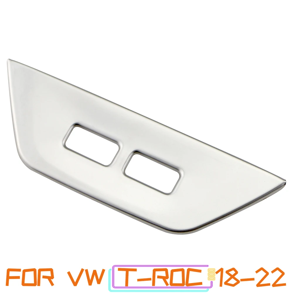 غطاء لوحة USB خلفي للسيارة من الفولاذ المقاوم للصدأ ، ملصقات زينة خلفي مزينة بترتر USB ، ملحقات Volkswagen VW T-Roc Troc 2017 - 2023