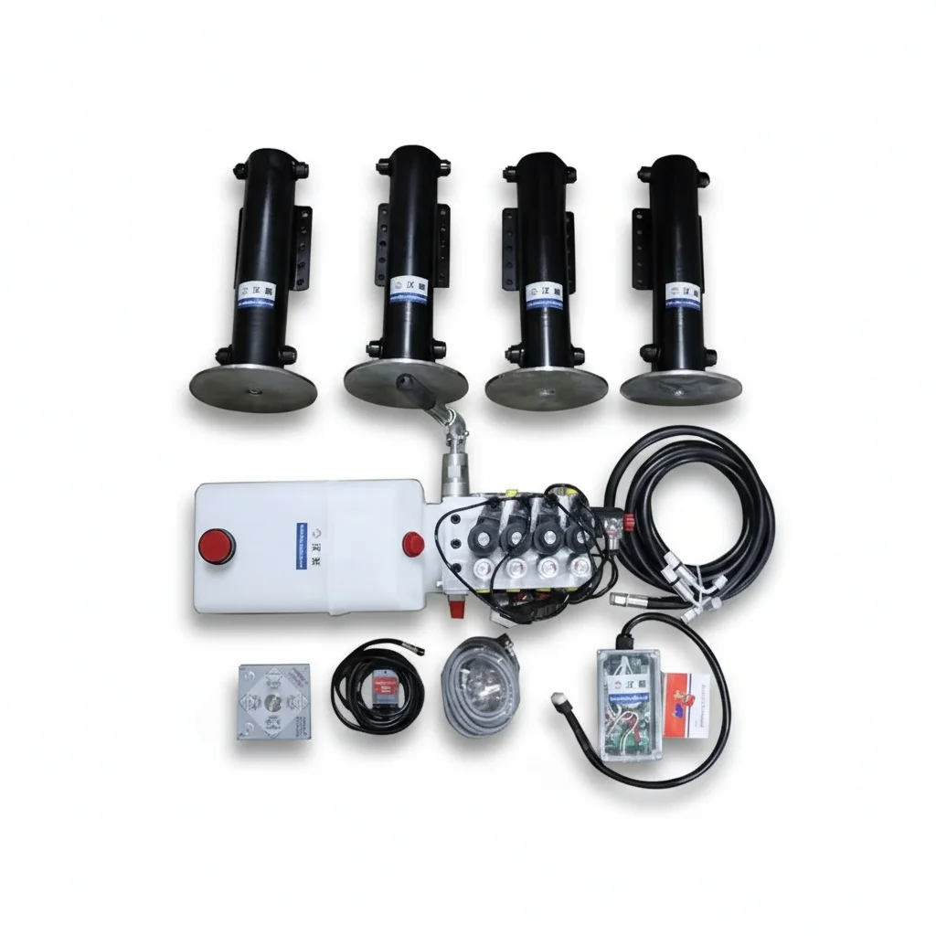 Hydraulic Auto Leveling System, 10T 20T Steel Double Acting Telescopic Cylinder, DC Motor Power Pump, for RV Motorhome Campervan