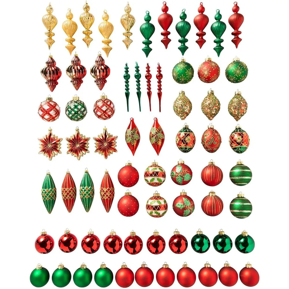 Luxury 35-Piece Christmas Cheer Ornament Set | Suitable for All Christmas Trees & Garlands | Hand-Crafted Baubles Traditional