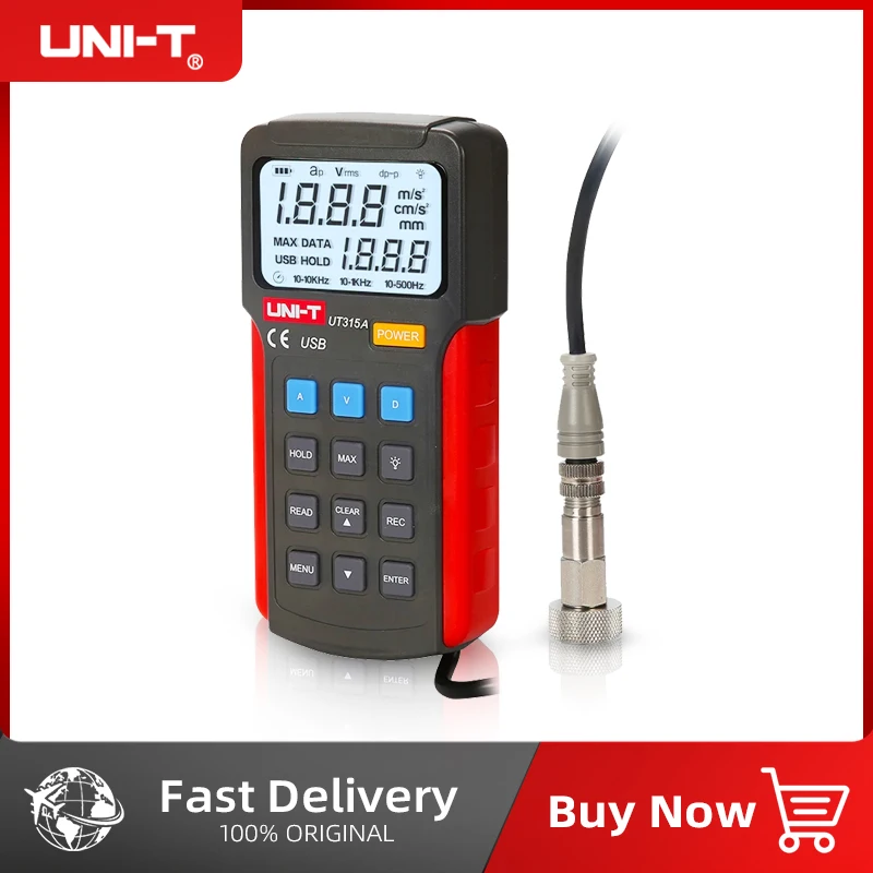 UNI-T UT315A Industrial Digital Vibration Meter Device Probe Vibration Analyzer Precision Measure Vibrator Tester Handheld