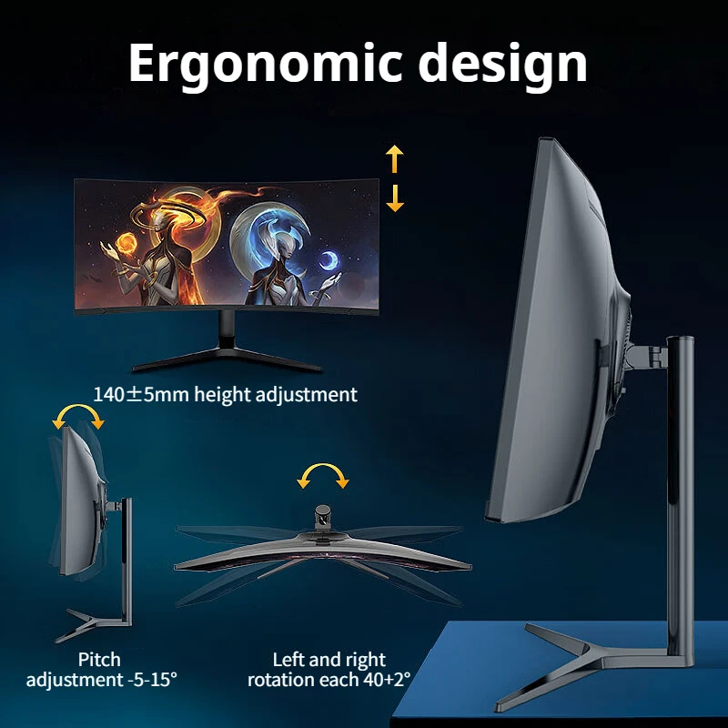 21:9 WQHD 165 هرتز HDR 34 بوصة 1800r منحني LED مكبر صوت للاستوديو منحني شاشة الألعاب 4k شاشة كمبيوتر رفيعة شاشة الألعاب