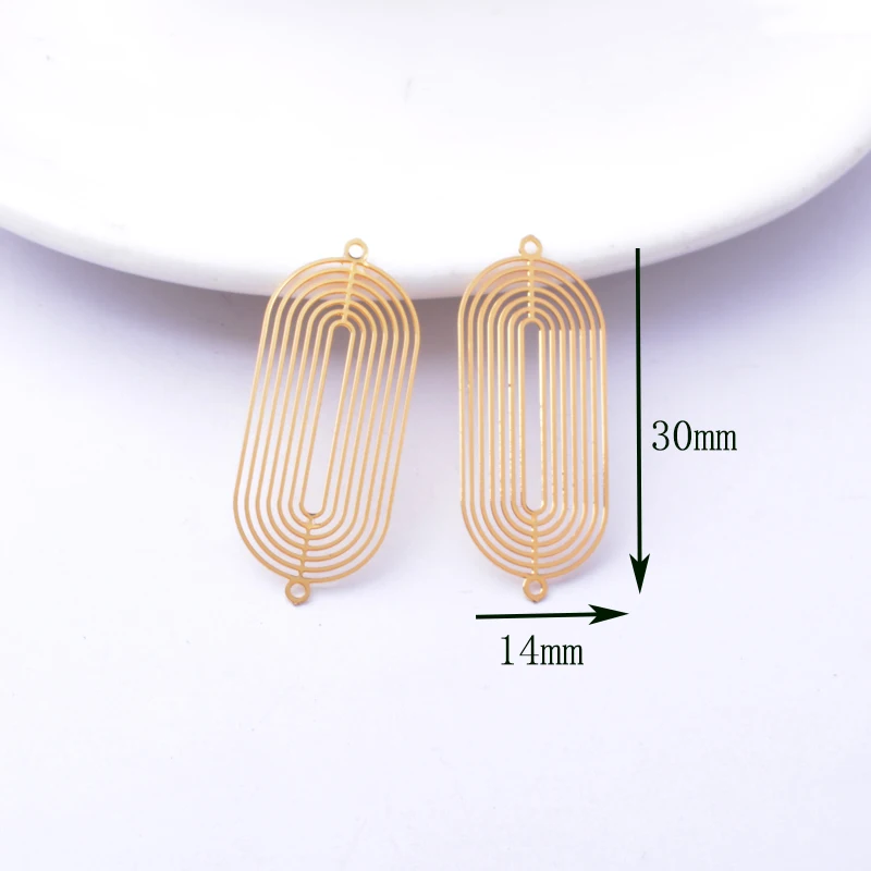30 Stück AC13518 30*14mm Bunte Roségoldfarbene elliptische Verbindungsstücke Charms Hohldesign DIY Schmuckherstellung – Detail 4