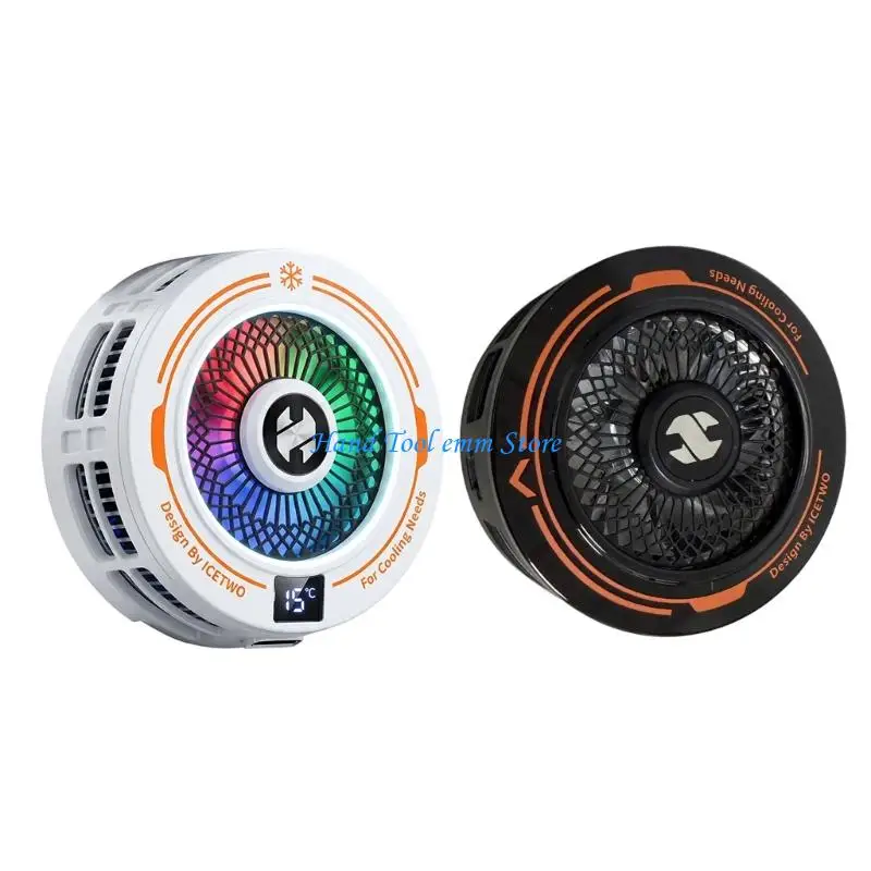 H37F Semiconductor Heat Sink Phone Cooling Fan with Light Temperature Display Cooling Heatsink 3 Gear Adjustable