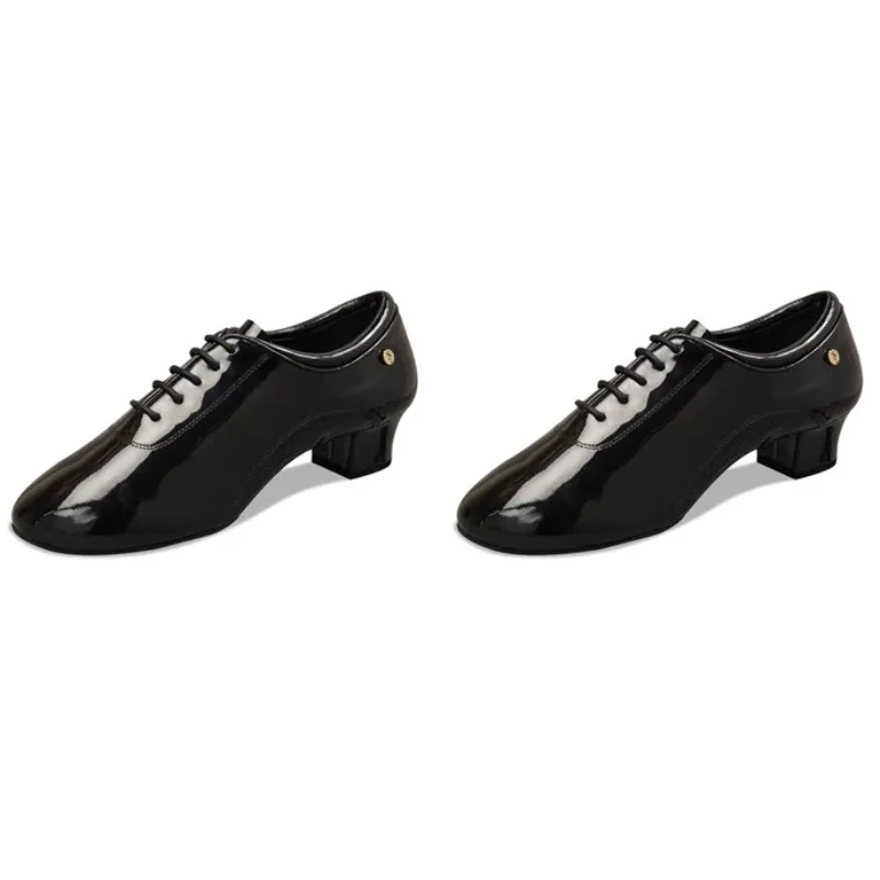customized Men's Latin dance shoes with two soles imported wear-resistant soft professional patent leather 3012
