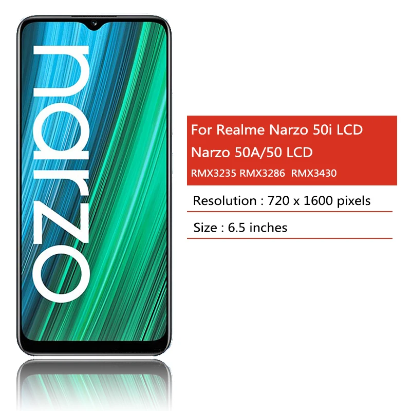 OEM For Oppo Realme Narzo 50 50i 50A LCD Display Touch Screen Digitizer Assembly RMX3286  RMX3235 RMX3430 Display With Frame