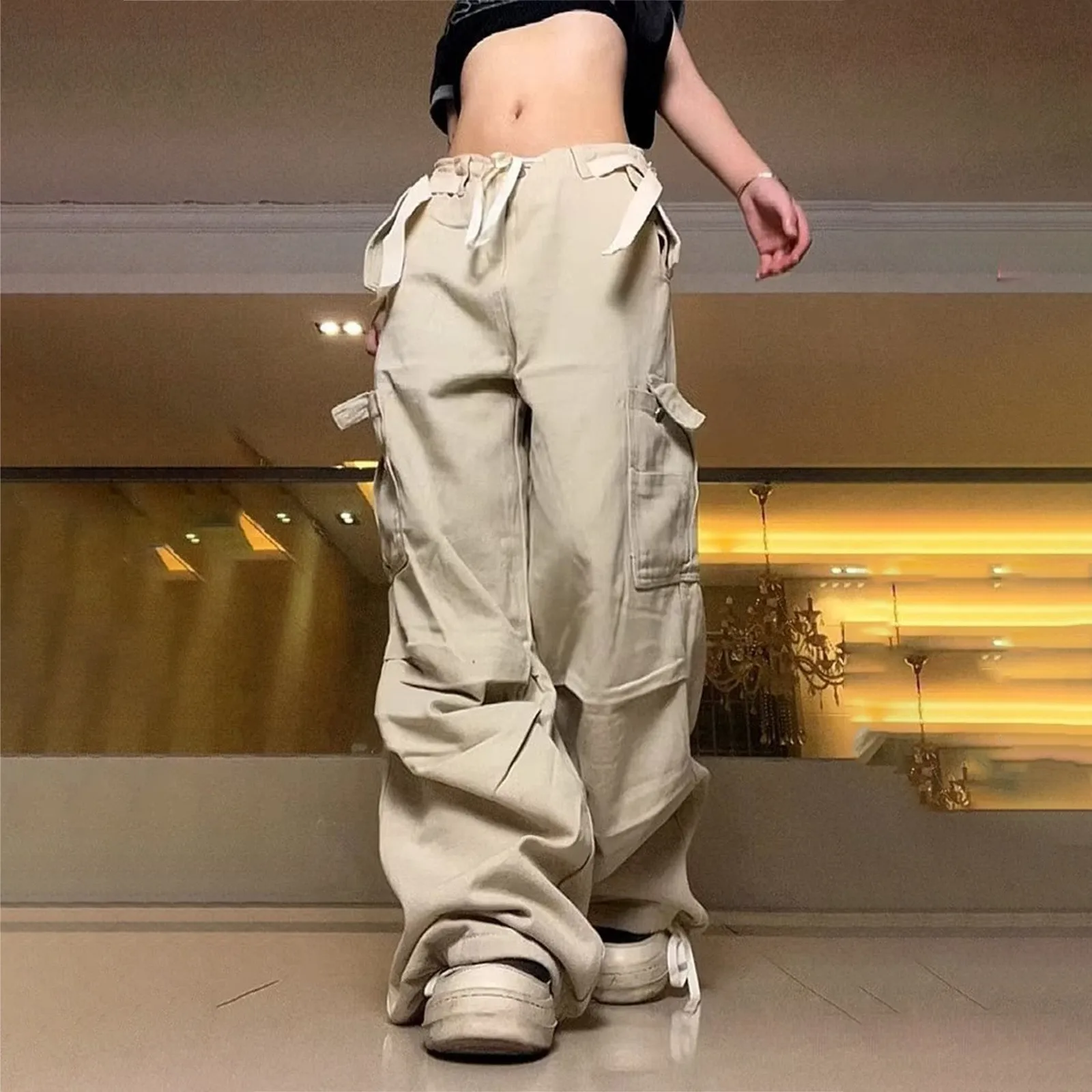 Cargo Pants Women Fashion Trend Personalized Avant-Garde Cool Casual Loose Girl High Waist Wide Leg Lantern Pants y2k Sweatpants