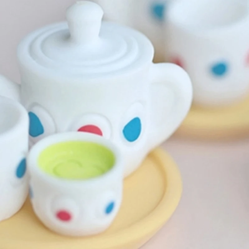 4Pcs Miniature Simulation Food Play Teapot Teacup Set Mini Soldier Hand-made Decoration Play House Scene Props Accessories Model