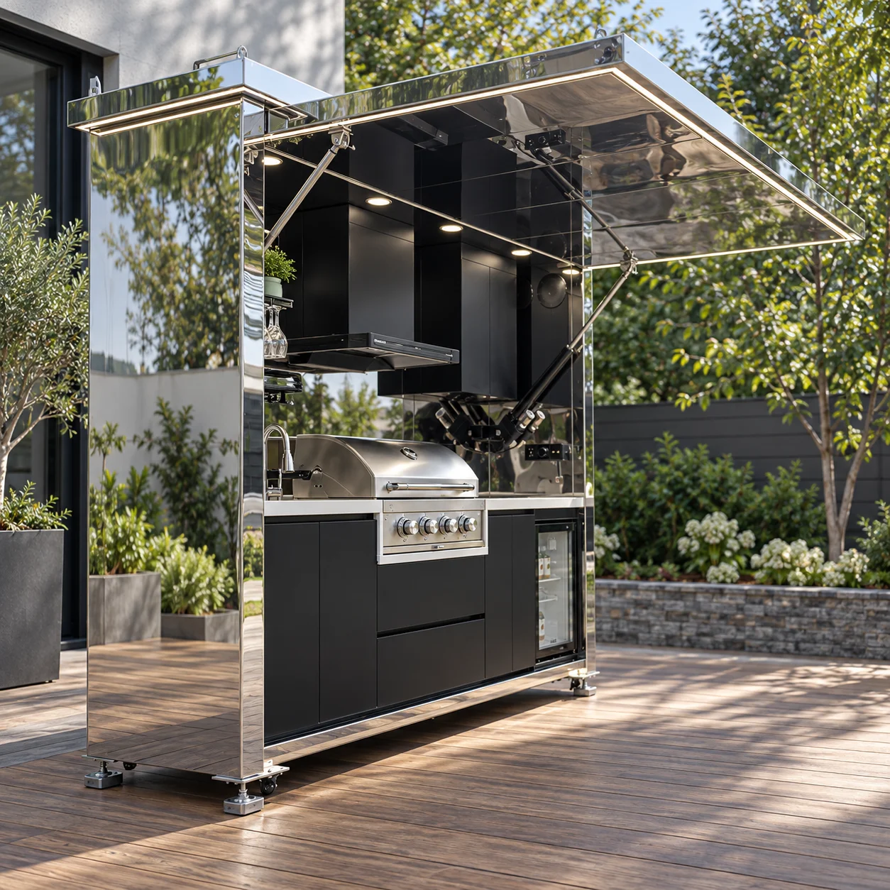 Practical Rear Yard Setup Outdoor Kitchen Food Island For Country Retreat Home Outdoor Kitchen