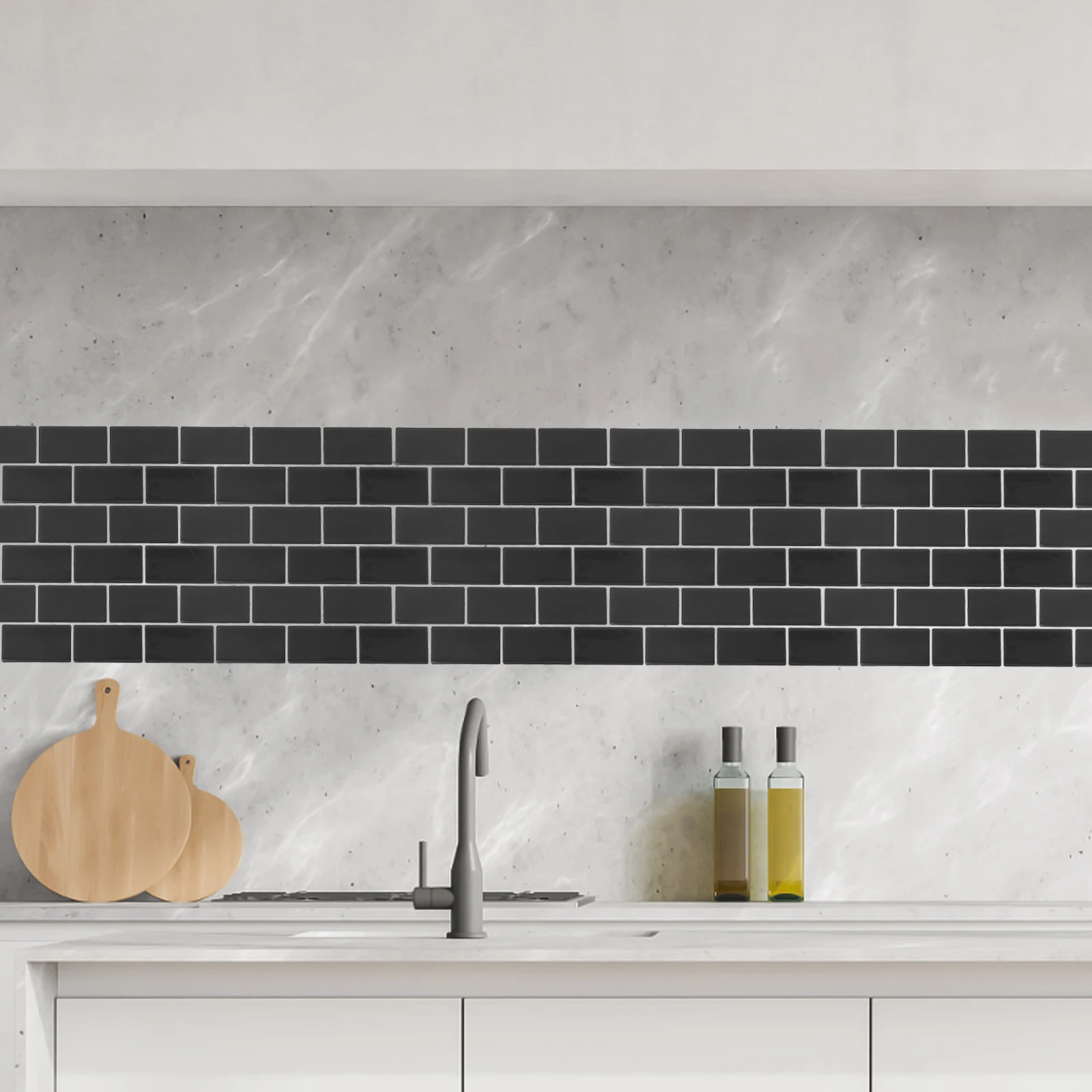 

Самоклеящаяся водостойкая настенная плитка, пилинг-карандаш для кухни, ванной комнаты, маслостойкий черный фартук на камина, Rv 3D Pu