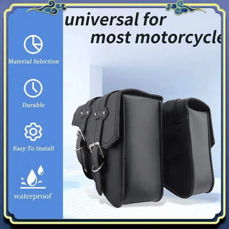 

AU16-2Pcs Universal Motorcycle Bags PU Leather Saddle Bag For Sportster XL883 XL1200 Cruiser Side Storage Tool Pouche