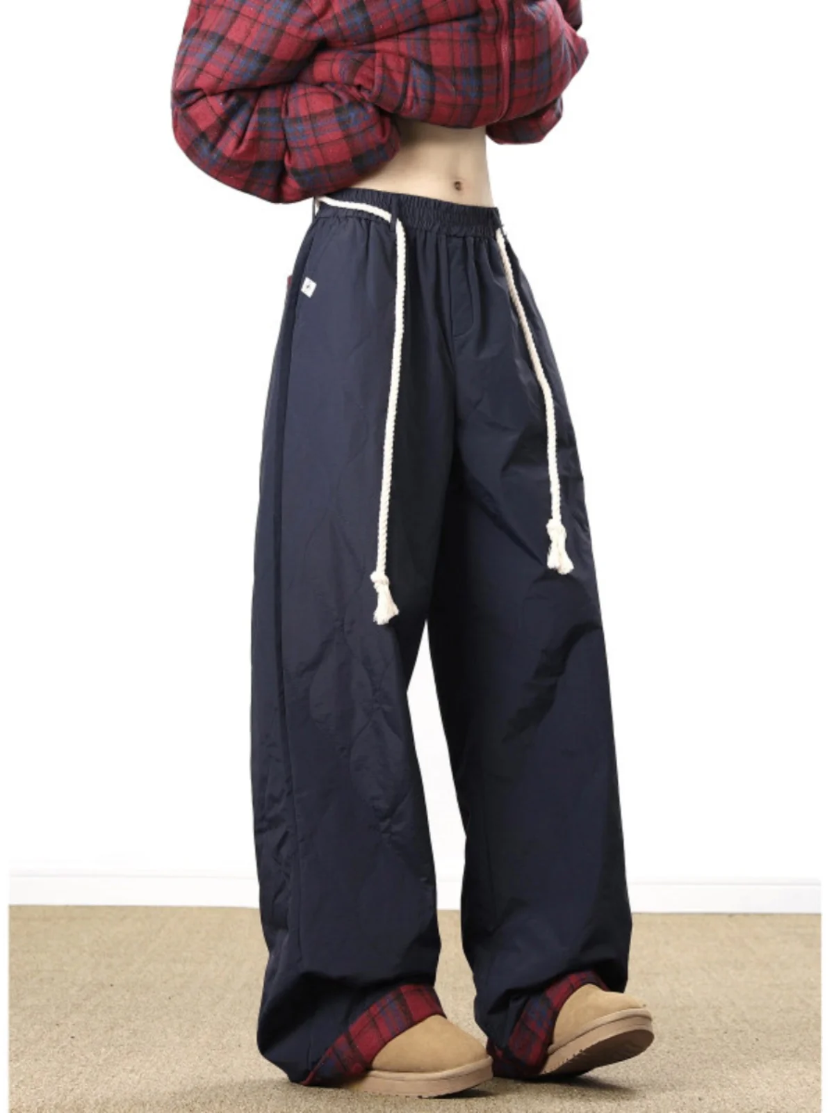 

Утепленные зимние хлопковые брюки для мужчин, широкие штаны в клетку для катания на лыжах, ветрозащитные, с американским узором в виде тыквы, молодежные повседневные брюки