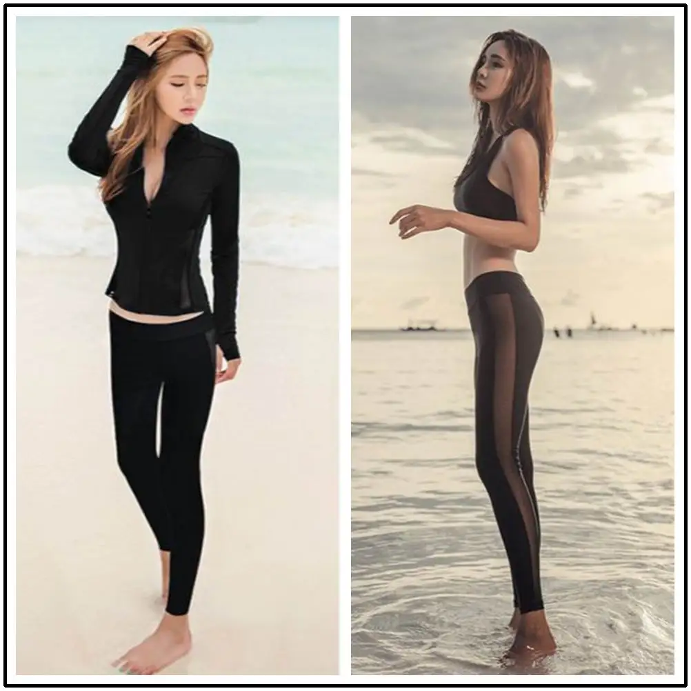 

Women Swimsuit Summer Beach Print Bathing Suit Long Sleeves Long Pants Surfing Suit High Waisted Padded Sports Wear Diving suit