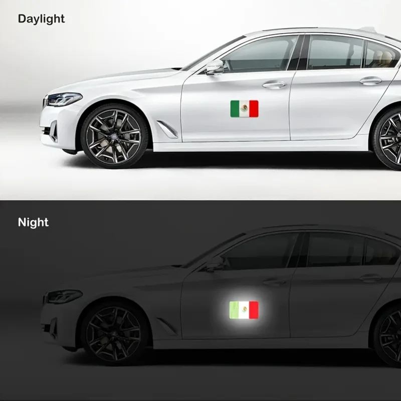 Reflective Mexican Flag Car Stickers, Strong Reflective Safety Warning Film, Ideal for Nighttime Driving