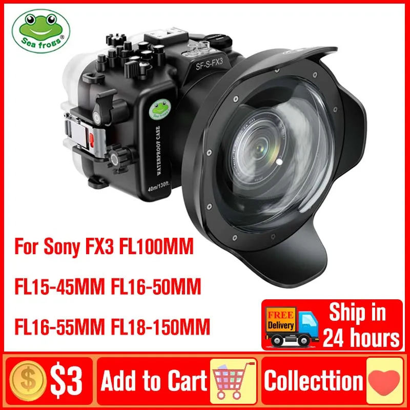 Seafrogs Underwater Waterproof Camera Housing Case For Sony FX3 FL15-45MM FL16-50MM FL16-55MM FL100 FL18-150MM Lens Diving Case