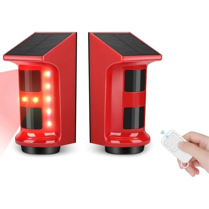 RISE-Outdoor Solar Powered Infrared Alarm-110Db Waterproof PIR Motion Detector With Human Body Sensor Anti-Theft System Kit