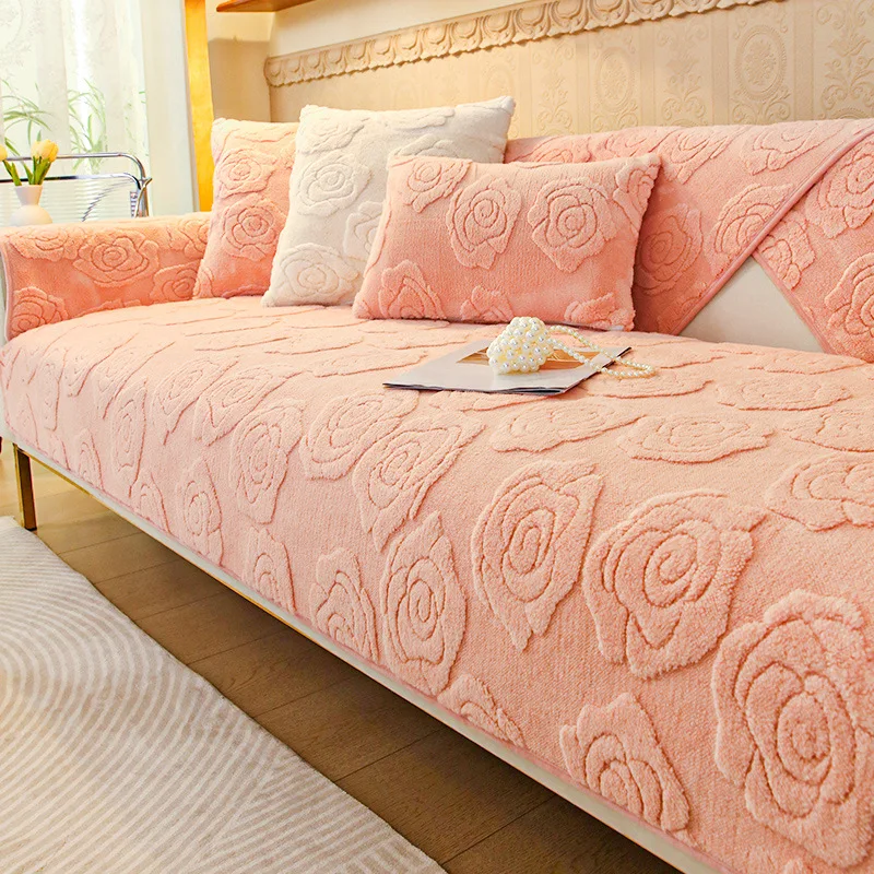 Taffy Velvet Sofa Cushion Winter Thickened Warm Cushion Simple Modern Non-Slip Living Room Sofa Cover Backrest Armrest Cover