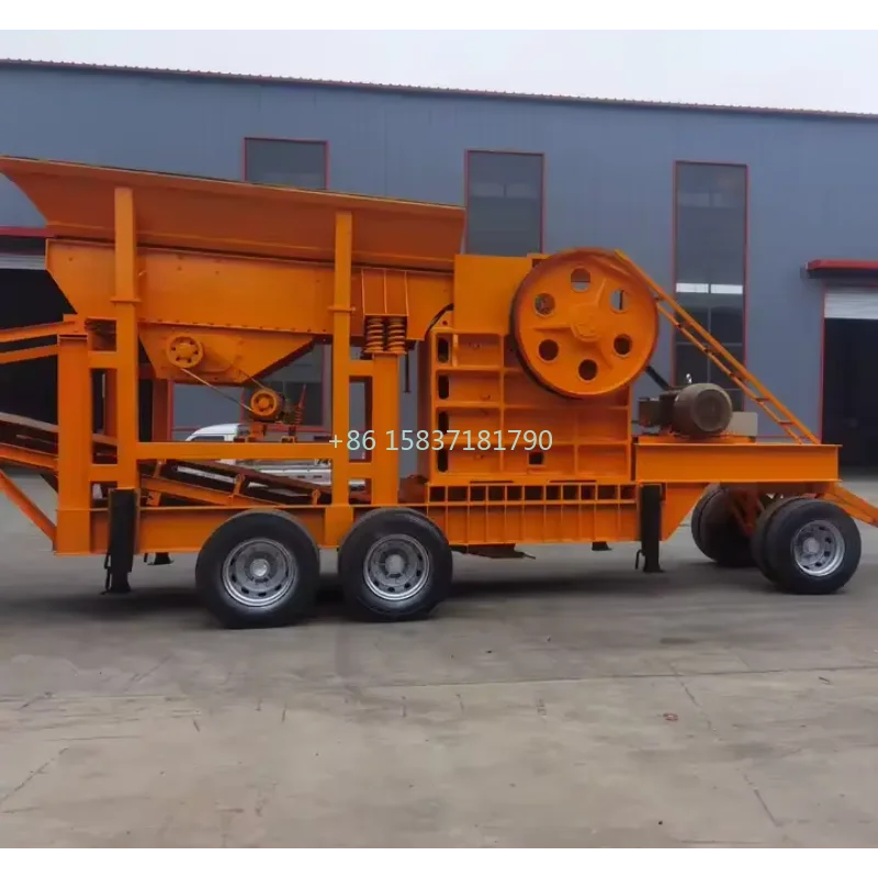 Portable Mini Stone Crusher Diesel Engine Hammer Mill Crusher Small Scale Mobile Coal Glass Gold Ore Rock Crushing Machine