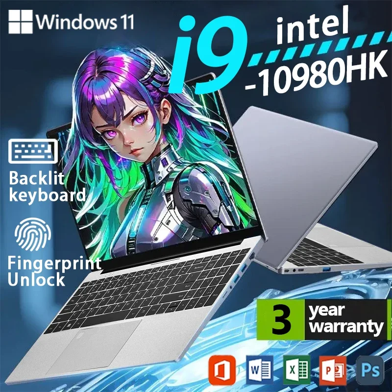 15.6 inch Gaming Laptop Intel Core I9 10980HK Windows 11 16GB DDR4 1TB 2TB SSD Office Study Business Laptops Pc Gamer Computer
