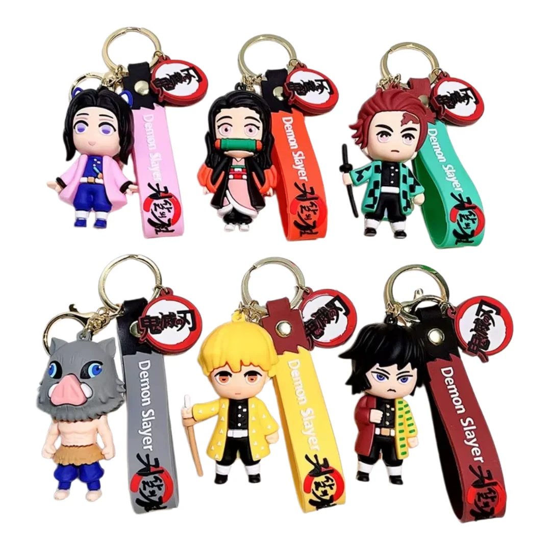 

Demon Slayer Anime Keychain Set, 6Pcs 3D Figure Keychains with Strap for Backpack, Bag, Fans Collectibles