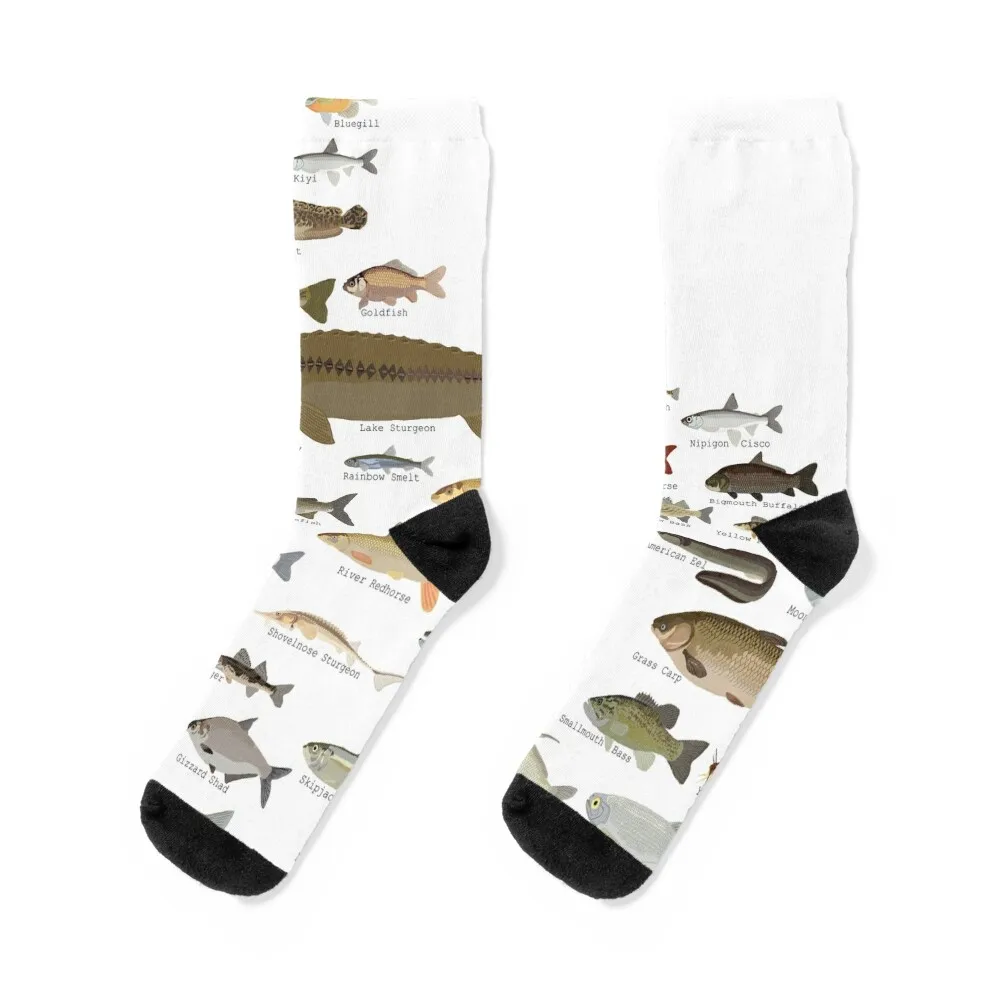 

Fishes of Wisconsin Socks loose designer brand bright garter Boy Socks Women's christmas gifts loose snow Socks Male Women's