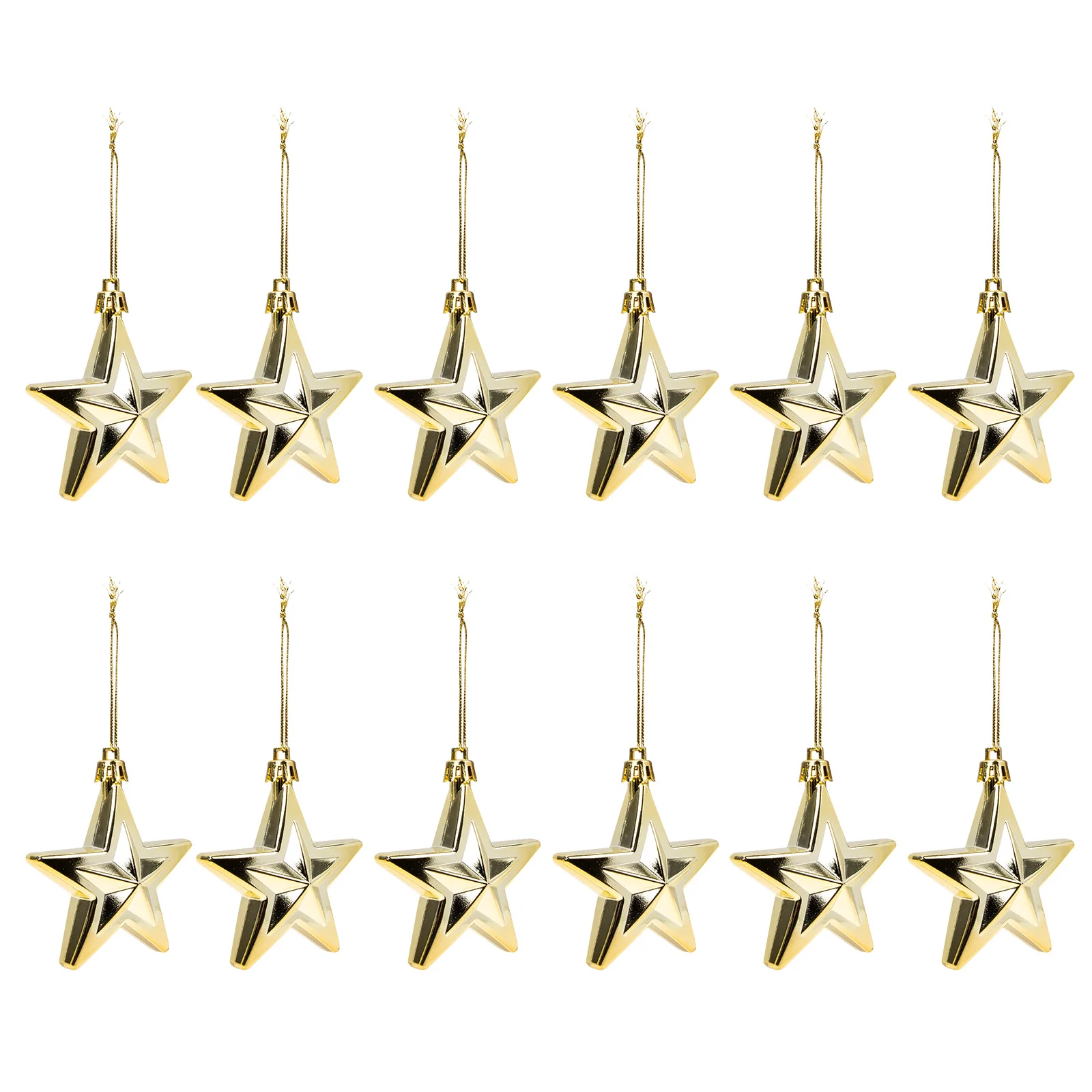 

12 Pcs Household Pentagram Pendant Christmas Decorations Plastic Party Decorative Pendants