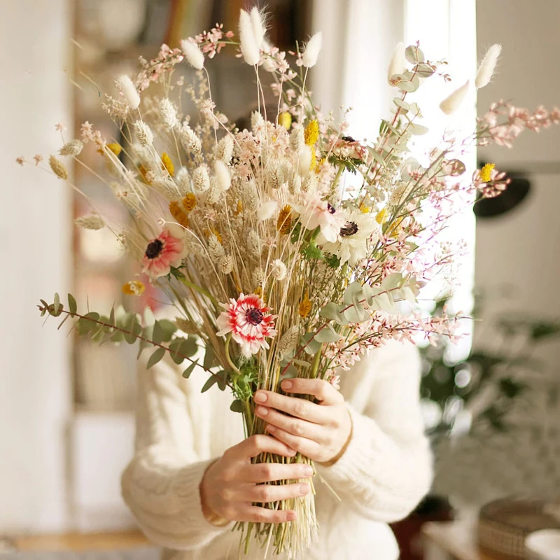 Dried Flowers Natural Jewelry Grass Bouquet Wedding Christmas Decoration Artificial Flower Table Vase DIY Home Decor Accessories