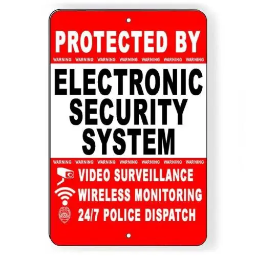 Protected Electronic Security System Video Surveillance Metal Sign S55